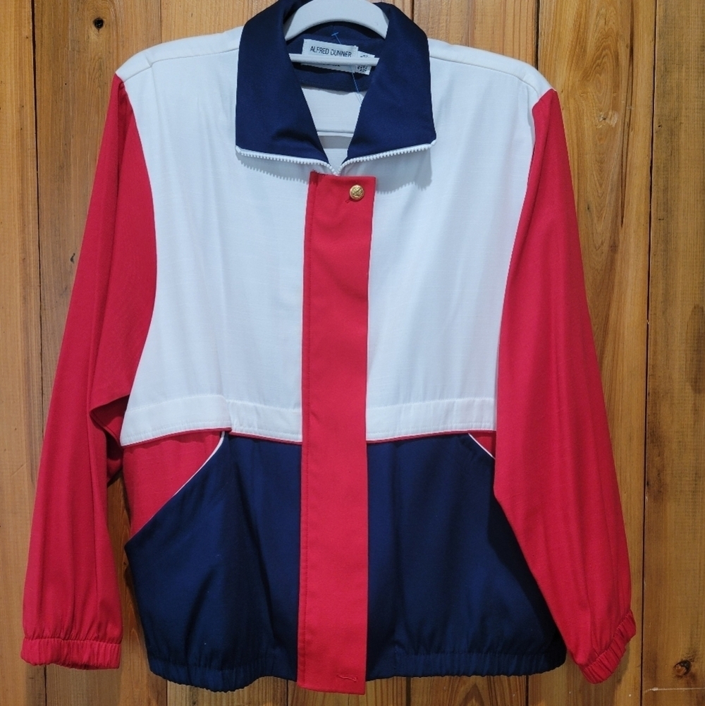 Alfred Dunner Red, White, and Blue Colorblock Jacket